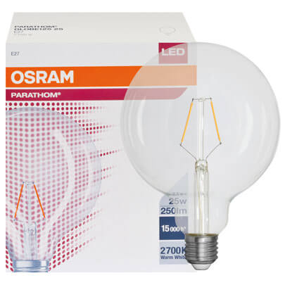 LED-Filament-Lampe,  RETROFIT, Globe-Form, klar,  E27, 2700K