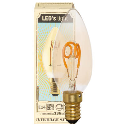 Spiral-Filament-Lampe, Kerzen-Form, gold getnt,  E14/2,5W, 136 lm, 1800K