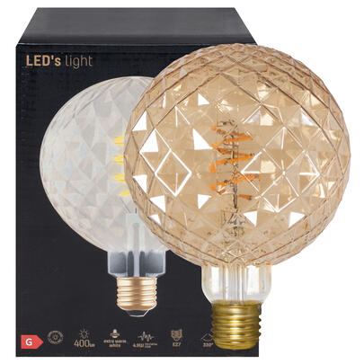 LED-Filament-Lampe, Globe-Form, E27/4,9W, 400 lm, 2200K