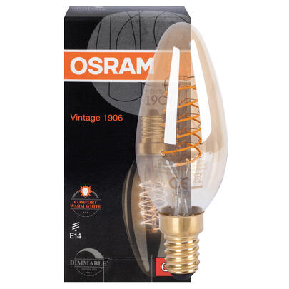 LED-Filament-Lampe, VINTAGE 1906, ULTRA THIN, Kerzen-Form, gold, E14/3,4W (25W), 250 lm, 2200K