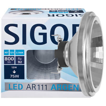 LED-Reflektorlampe, AR111, ARGENT, G53/12V/12W (75W), 800 lm, 3000K