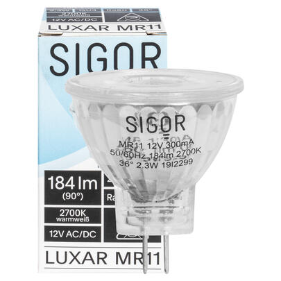 Glas-Reflektror, MR11, LUXAR, GU4, 2700K