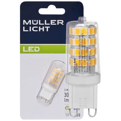 LED-Stiftsockellampe, klar,  G9/3W (28W), 300 lm, 2700K