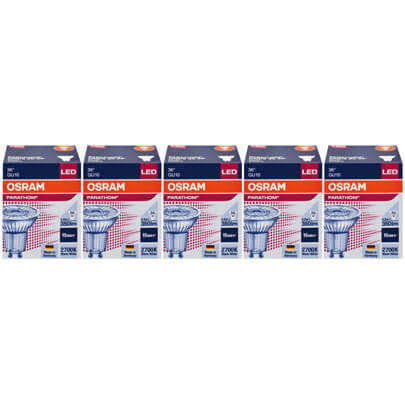 LED-Reflektorlampe, PAR16, 5er-Set, PROMO, GU10/4,3W (50W), 350 lm