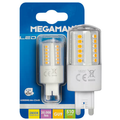 LED-Stiftsockellampe, klar, G9/4,5W (42W), 510 lm, 2800K