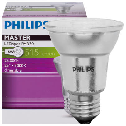 LED-Reflektorlampe, MASTER LEDSPOT, PAR20, E27/6W (50W), 515 lm, 3000K