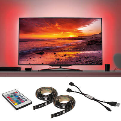 RGB-LED-Flexstreifenset fr TV, 2x 11 LEDs/1,4W