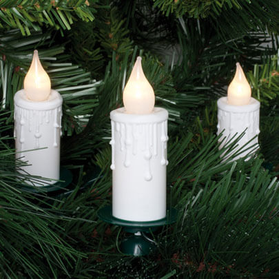 LED-Weihnachtsbaumkette, opal/wei, 20 Kerzen, 40 warmweie LEDs