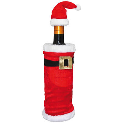 Weihnachtsoutfit fr Weinflaschen, Mtze H 120,  30, Jacke H 200,  90