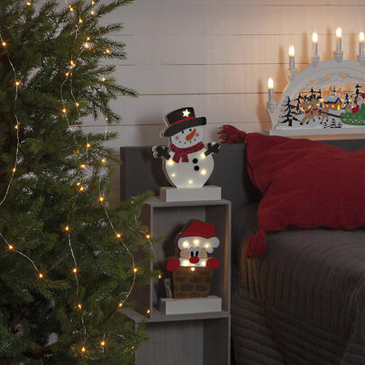 Weihnachtsleuchter, FREDDY, Schneemann, 6 warmweie LEDs