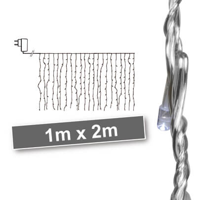 LED-Minilichtervorhang, 320 weie LEDs, transparentes Kabel