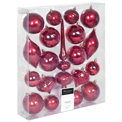 Weihnachtsbaumkugel, 19er-Set, rot