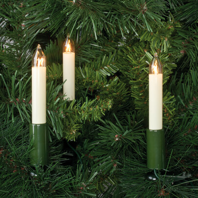 Weihnachtsbaumkette, klar/elfenbeinfarben, 16 x E10/16V/3W, mit teilbarem Stecker