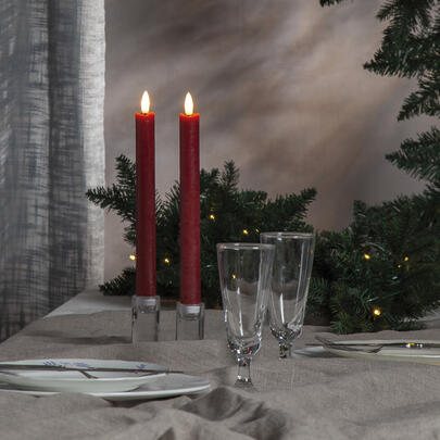 LED-Echtwachskerzen, FLAMME ANTIQUE, 1 warmweie flackernde LED, 2er-Set