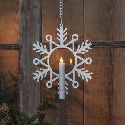 Fensterbild, FLAMME SNOW, 1 warmweie flackernde LED