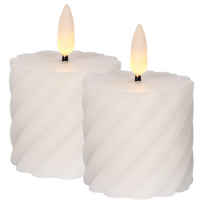 LED-Echtwachskerze, FLAMME SWIRL VOTIVE, 1 warmweie flackernde LED, 2er-Set, H 70,  50