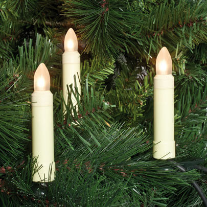 Weihnachtsbaumkette, matt/elfenbein, 30 x E10/8-34V/max. 0,2W, mit teilbarem Stecker