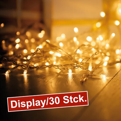 LED-Minilichterkette, je 10 warmweie LEDs, Display mit 30 Stck
