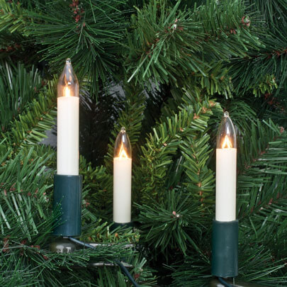Weihnachtsbaumkette, klar/elfenbein, mit teilbarem Stecker