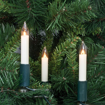 Weihnachtsbaumkette, klar/elfenbein, mit teilbarem Stecker