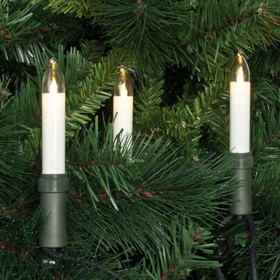 Weihnachtsbaumkette, klar/elfenbein, LED/E10/8V/0,1W, mit teilbarem Stecker