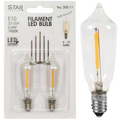 LED-Filament-Topkerze, klar, E10/23-55V/0,4W, 1900K