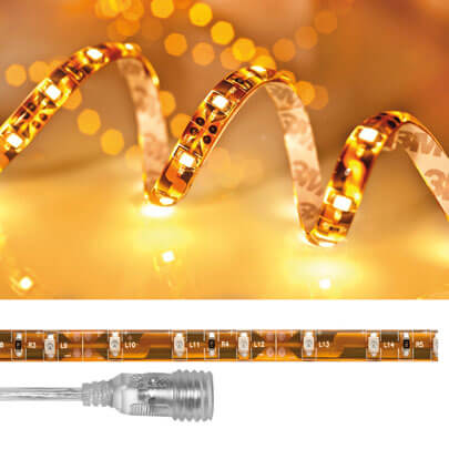 LED-Flexstreifen mit 3528-SMD-LEDs, L 5 m, 300 gelbe LEDs, 120 lm/m, 3,4W/m