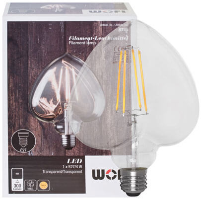 Deko-LED-Leuchtmittel, Filament,  E27/4W, 300 lm, 1800K