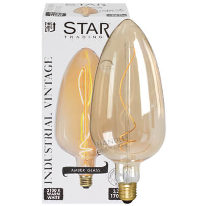 LED-Filament-Lampe, Kerzen-Form, amber, E27/3,3W, 170 lm, 2100K, H 300,  125
