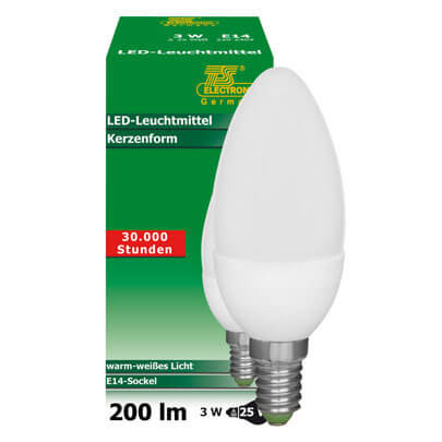 LED-Kerzenlampe, opal matt, E14/3W (25W), 200 lm