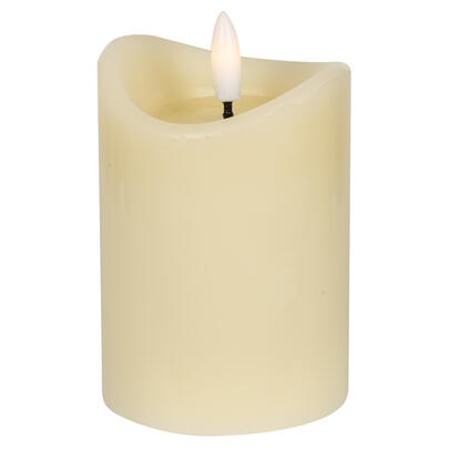 Echtwachskerze, 1 warmweie LED, elfenbein