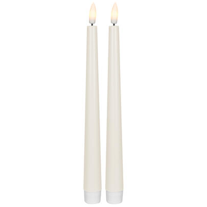 Echtwachs-Tafelkerze, FLAMME CANDY, 1 warmweie flackernde LED, 2er-Set, H 260,  23