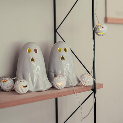 LED-Dekoration, BOO, 1 warmweie LED