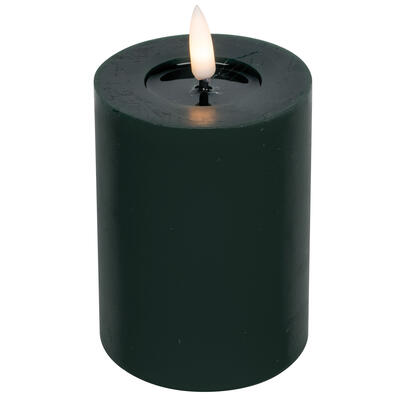 Echtwachskerze, FLAMME FLOW, 1 warmweie flackernde LED, mit Wachsspiegeloptik, dunkelgrn