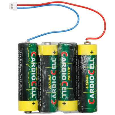 Hochleistungs-Batteriepack, 4 verbundene Mignonbatterien,  Alkaline, 6V/3Ah, mit  Anschlusskabel und Stecker