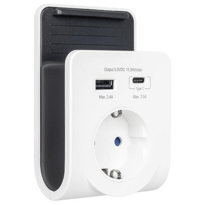 Ladegert mit USB-Adapter, 1 x USB-A & 1 x USB-C, max. 3A