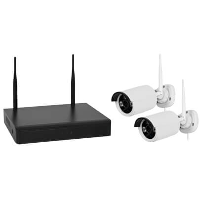 WLAN-berwachungskamera, WR100 Set B2, Set bestehend aus: 2 Kameras, 1 LAN-Videorecorder