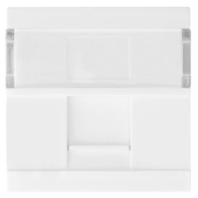 Modul-Einsatz, Frontplatte f�r 1 x RJ45-Einsatz, f�r Boden-Einbau-Steckdose, mit Beschriftungsfeld