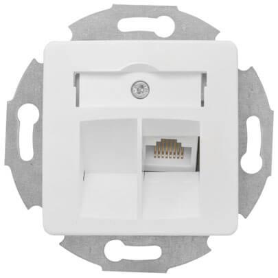 Kombi-Telefonsteckdose, UAE, Zentralplatte 50 x 50 mm, reinwei�