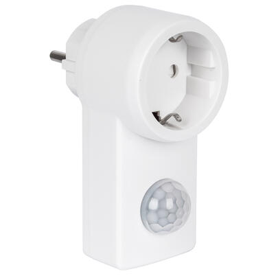 Steckdosenadapter mit Bewegungsmelder, 1200W/LED300VA, Erfassungswinkel 120, Reichweite 1-10 m, wei