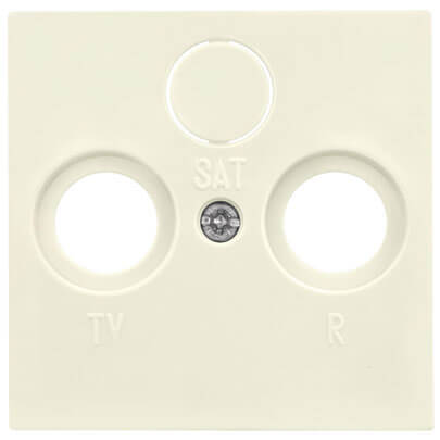 Zentralplatte, fr TV/Radio/SAT- Antennensteckdose, Standard 55, cremewei glnzend