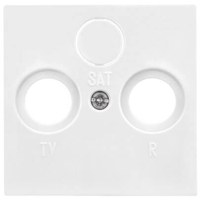 Zentralplatte, fr TV/Radio/SAT- Antennensteckdose, Standard 55, reinwei glnzend