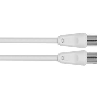 Antennenanschlusskabel, DIN-Anschluss mit  Zentralstecker und Kupplung, wei