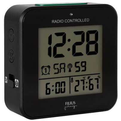 Wecker, mit Funkuhrwerk, schwarz