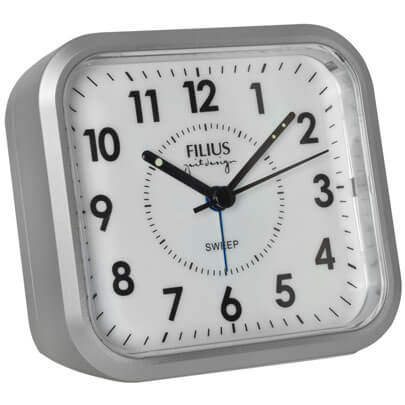 Wecker, mit Quarzuhrwerk, silber/wei�