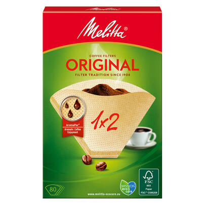 Kaffee-Filtert�ten, Typ 1 x 2, 80 Filter pro Packung